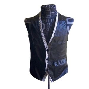 Large Boys Markus Vest Black & White Shiny